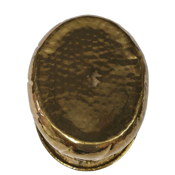 Vintage Hammered Brass Oval Planter 11x9 Mid-Century Modern Decor - Picture 10 of 13